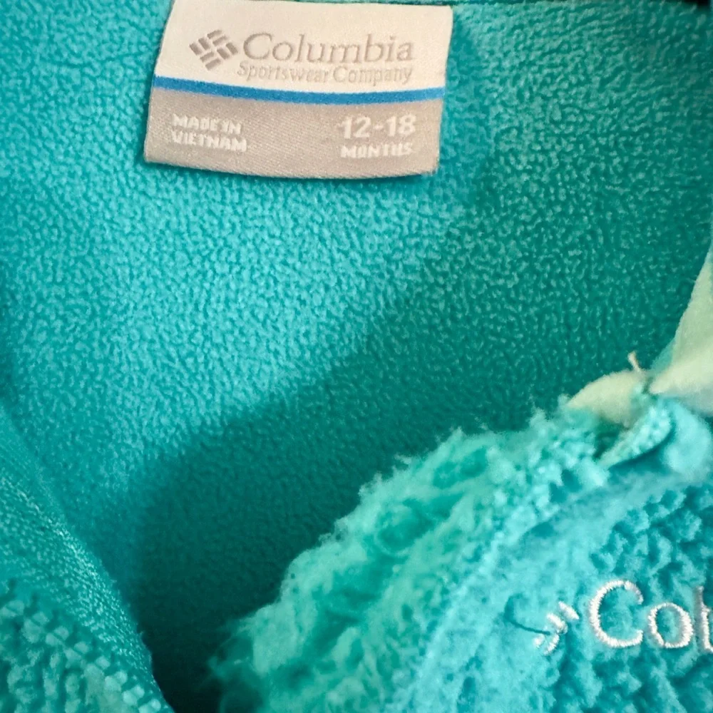 EUC Columbia Kids' Turquoise‎ Fleece Baby's One Piece Size 12-18mos